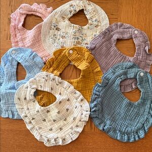 Charming Multicolor Ruffled Baby Bib Set of 7